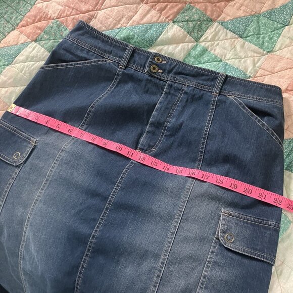 Y2K Gloria Vanderbilt Denim Maxi Skirt Missy Size 18 Cargo Pocket Long Blue - Picture 6 of 7